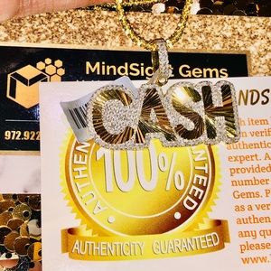 Real diamond pendant for men, cash diamond charm, natural diamond NOT CZ, gift